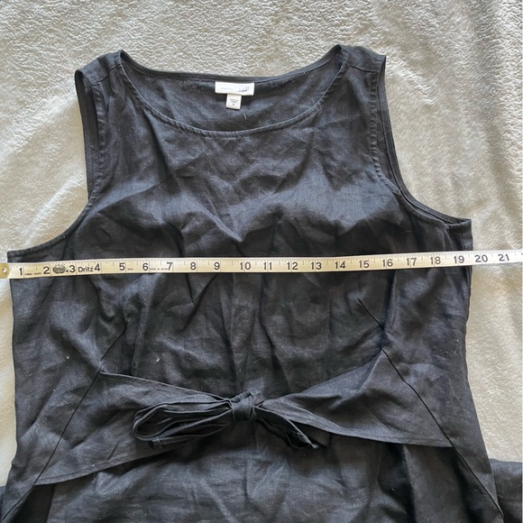 J. Jill Love Linen Tie Front Defined Waist Black Sheath Dress Medium - Picture 2 of 6